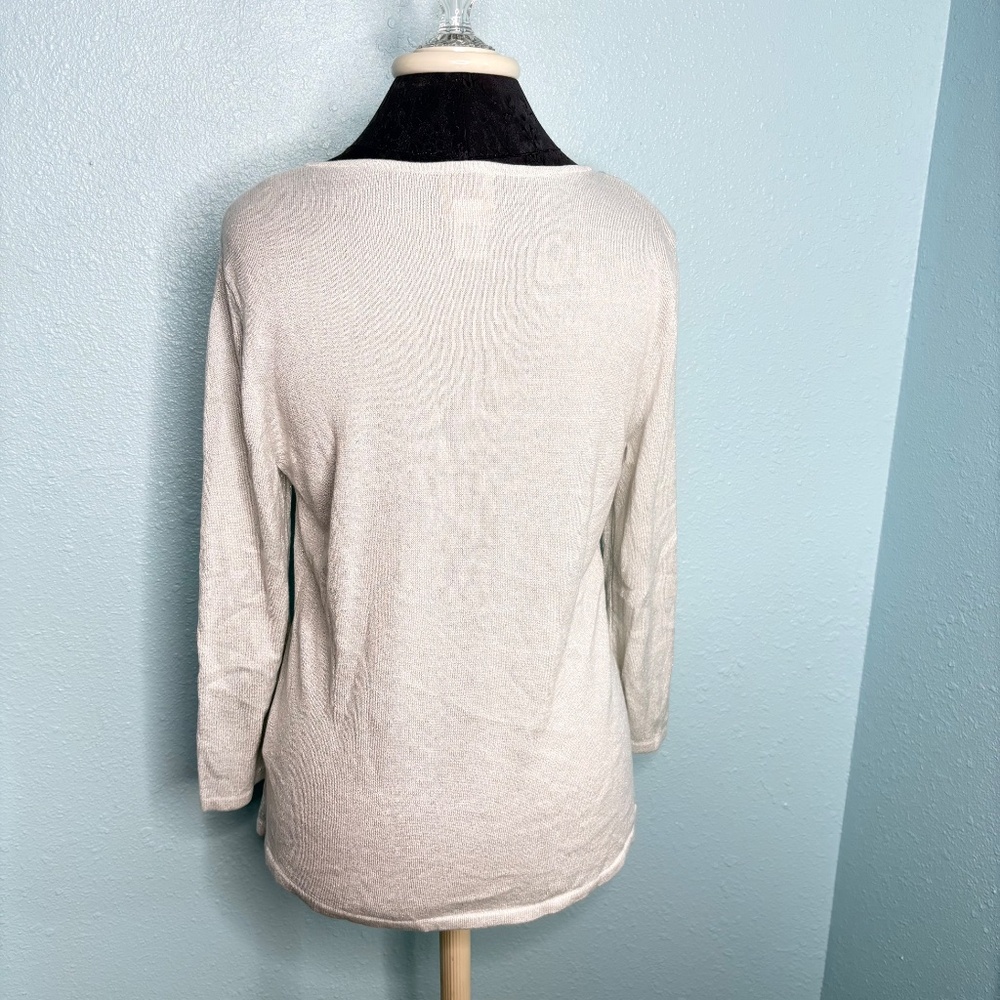 Ruby Rd White Silver Knit Blouse - image 3